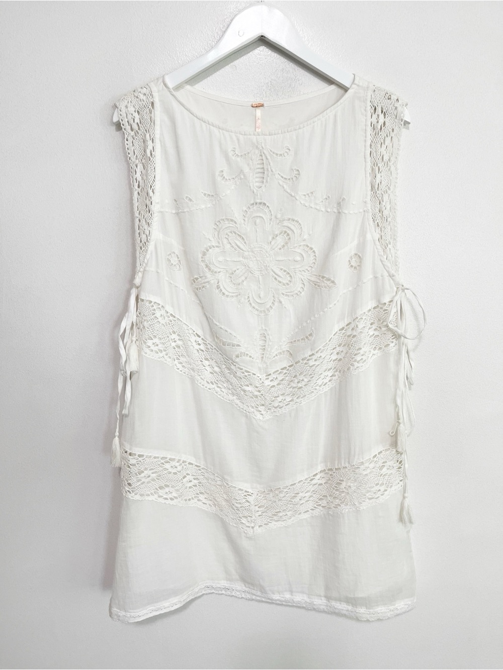 NWT Free People Winifred Lace Mini Dress White Size Large - Picture 5 of 12